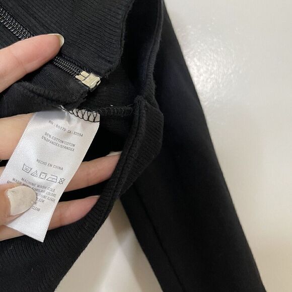 ANTHROPOLOGIE full zip ribbed black hoodie sweater size small - Picture 4 of 6